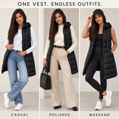 Long Hooded Puffer Vest