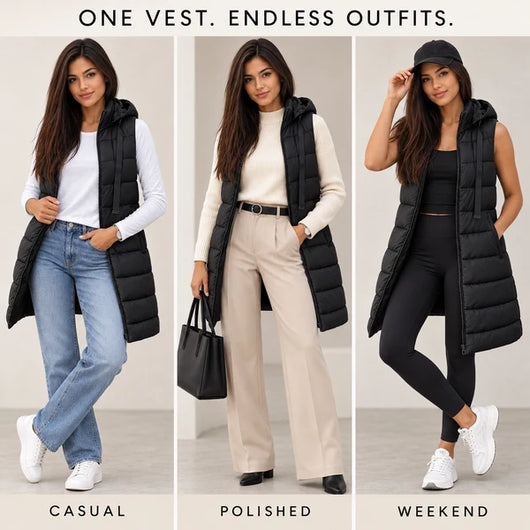 Long Hooded Puffer Vest