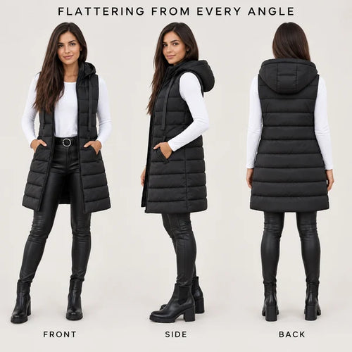 Long Hooded Puffer Vest