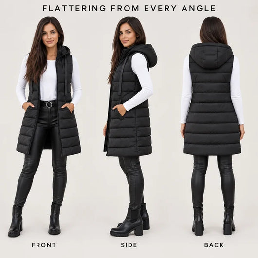 Long Hooded Puffer Vest