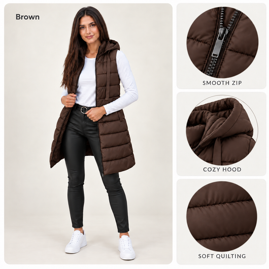 Long Hooded Puffer Vest