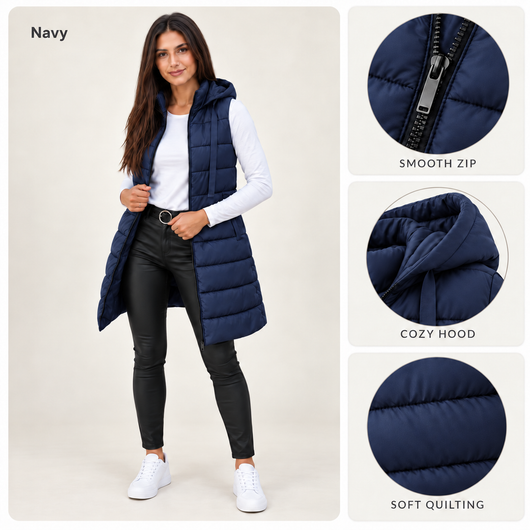 Long Hooded Puffer Vest